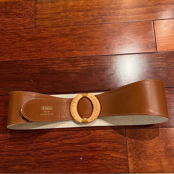 Gucci vintage beige canvas and brown leather basket weave buckle - Picture 7 of 7